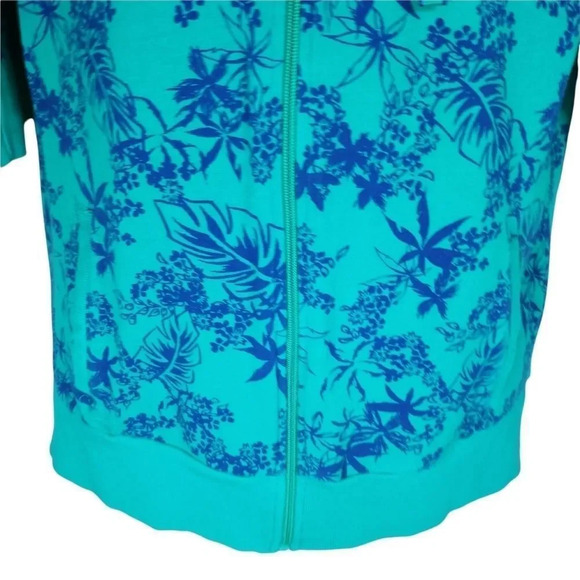 Zip Up Cardigan/Jacket, Teal/Blue, Hawaiian, M - Picture 4 of 7